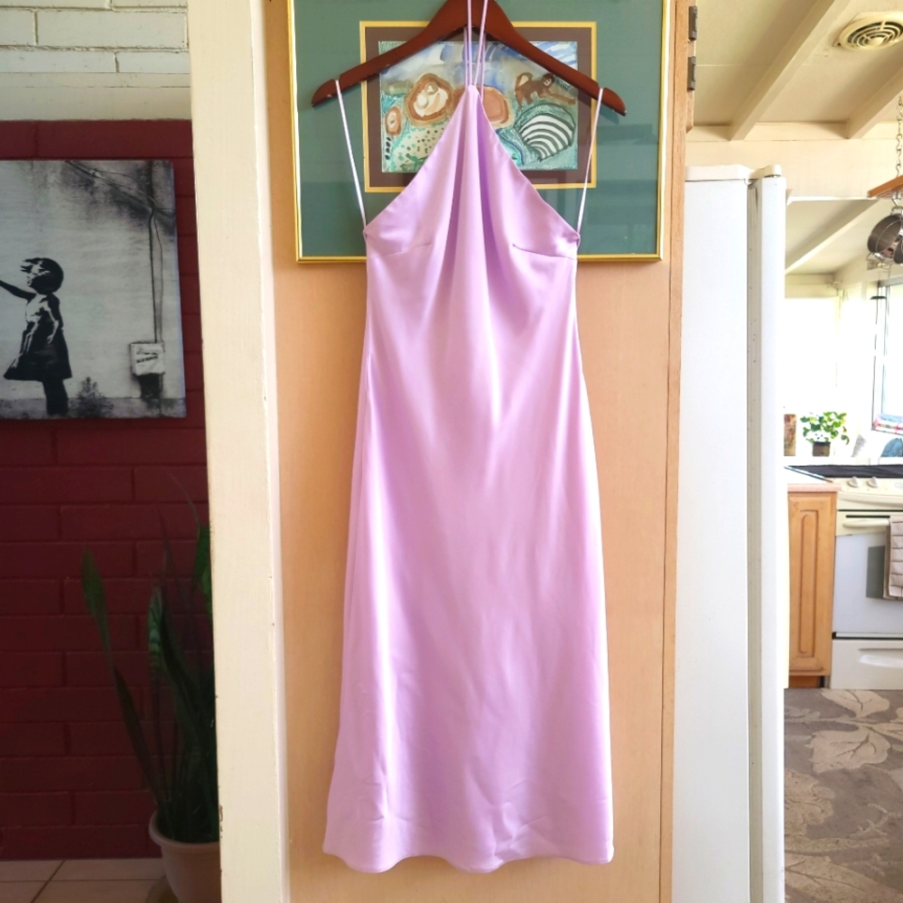 Silk Lavender Halter Dress - Picture 1 of 9